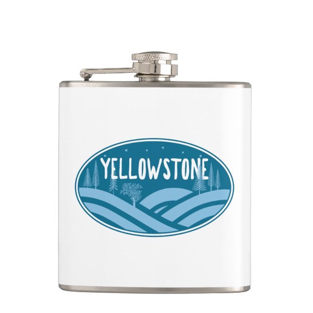 Yellowstone National Park Wyoming Montana Outdoors Flask (Front)