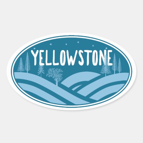 Yellowstone National Park Wyoming Montana Outdoors Oval Sticker
