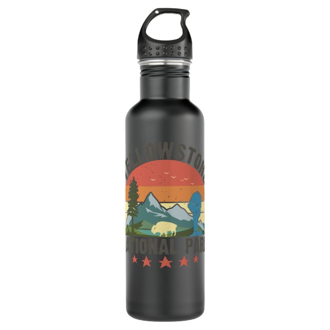 Yellowstone National Park Wyoming mountains landsc Stainless Steel Water Bottle (Front)