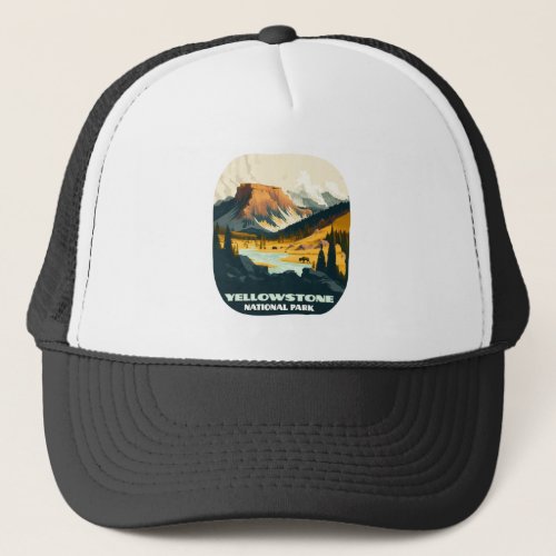 Yellowstone National Park Wyoming Mountains Retro Trucker Hat