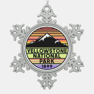Yellowstone National Park Wyoming Snowflake Pewter Christmas Ornament