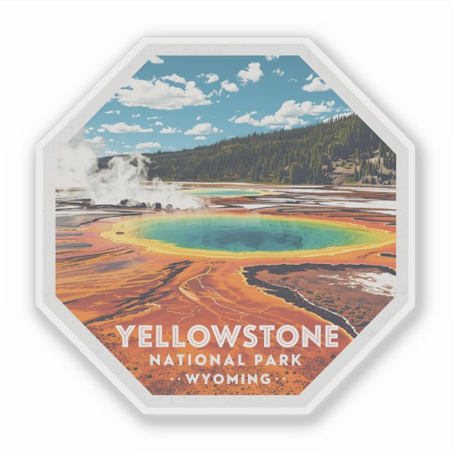 Yellowstone National Park Wyoming Vintage Travel Sticker (Front)