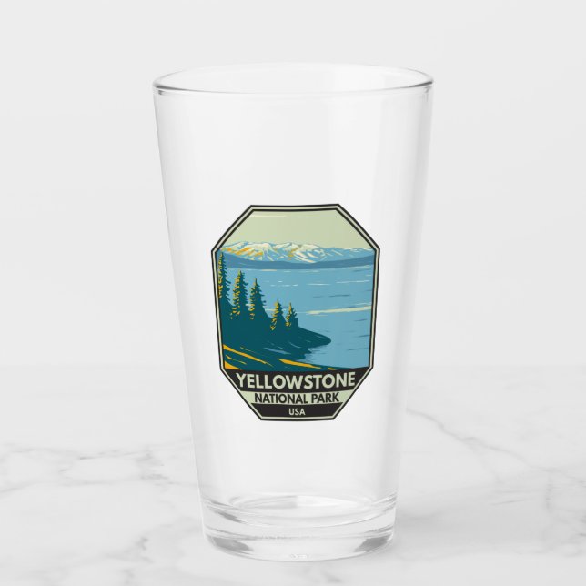Yellowstone National Park Yellowstone Lake Vintage Glass (Front)