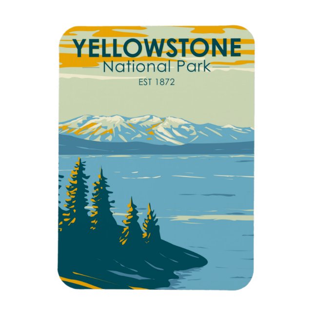 Yellowstone National Park Yellowstone Lake Vintage Magnet (Vertical)