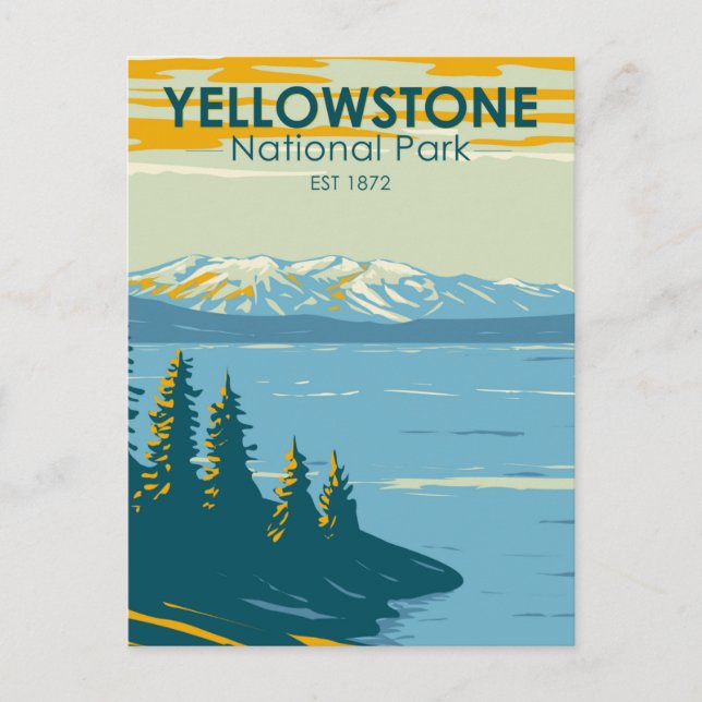 Yellowstone National Park Yellowstone Lake Vintage Postcard (Front)