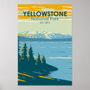 Yellowstone National Park Yellowstone Lake Vintage Poster