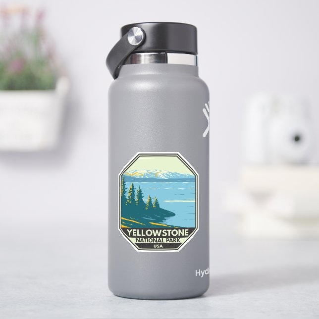 Yellowstone National Park Yellowstone Lake Vintage Sticker (HydroFlask)
