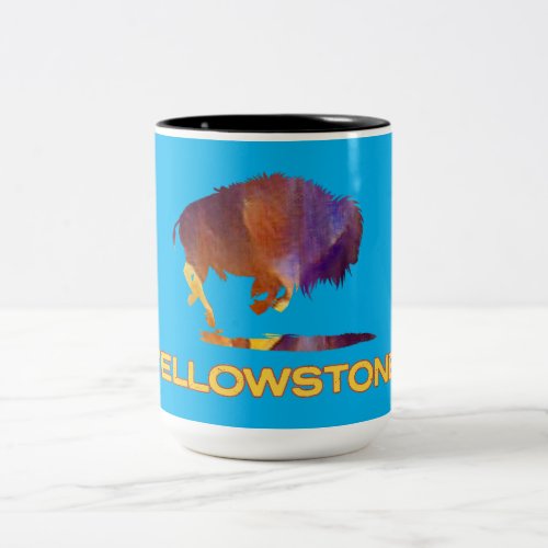 Yellowstone NationalPark with bear Two_Tone Coffee Mug