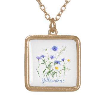 Yellowstone Necklace-wildflowers Gold Plated Necklace by photographybydebbie at Zazzle