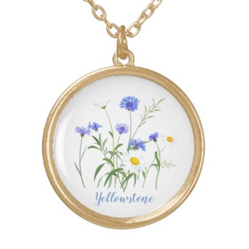 Yellowstone Necklace-wildflowers Gold Plated Necklace by photographybydebbie at Zazzle