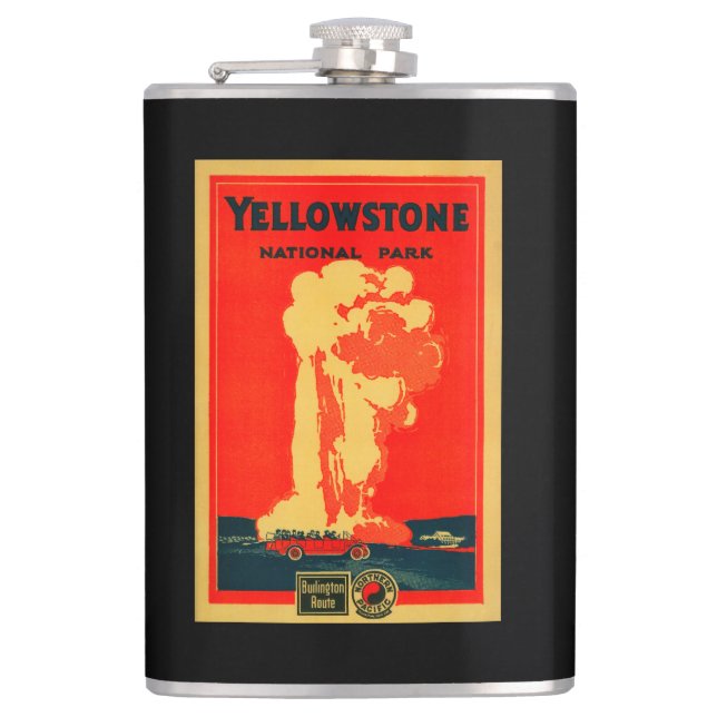 Yellowstone, Old Faithful Advertising Poster Flask (Front)