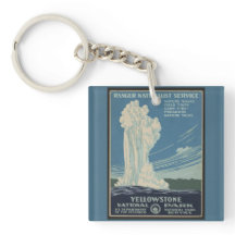 Yellowstone Old Faithful Park Vintage Poster