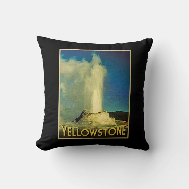 Yellowstone Old Faithful Throw Pillow (Front)