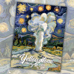 Yellowstone Old Faithful Van Gogh Starry Night Art Postcard<br><div class="desc">Yellowstone National Park artwork featuring the world-famous Old Faithful geyser erupting beneath a swirling Van Gogh Starry Night sky. This design combines the natural wonder of Yellowstone with bold impressionist brushstrokes, vivid colors, and textured movement that echo Vincent van Gogh’s timeless painting style. The artwork highlights one of America’s most...</div>