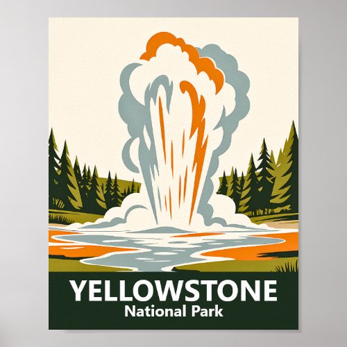 Yellowstone Old Faithful Vintage WPA Geyser Custom