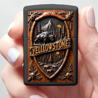 Yellowstone Ornate Bison Pine Zippo Lighter