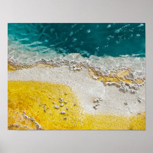 Yellowstone Park Abstract in Teal and Yellow Poster