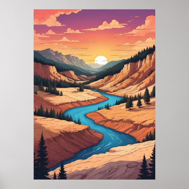 Yellowstone Park Landscape Poster (Front)