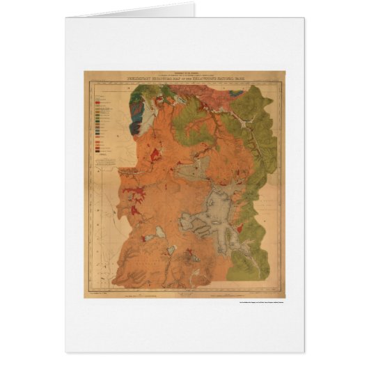 Yellowstone Park Map 1878 Cards (Front)