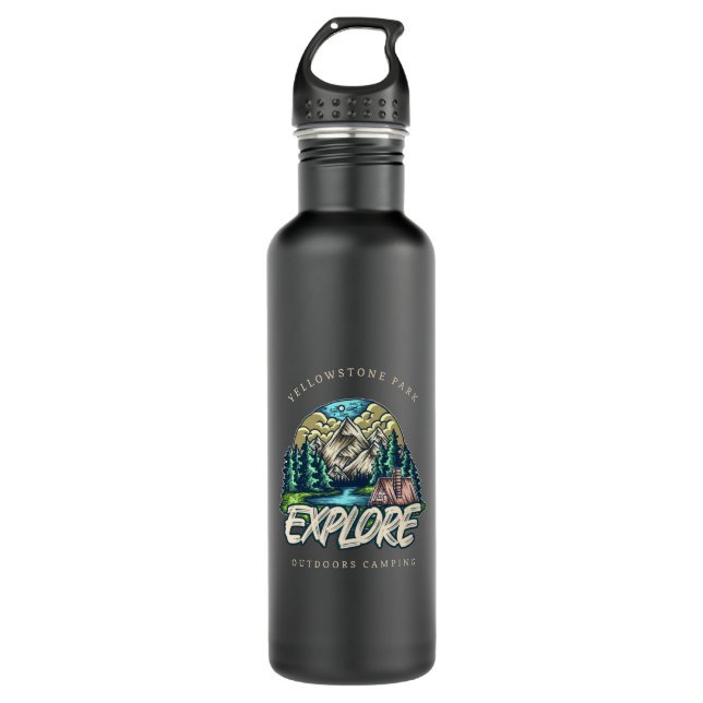 Yellowstone Park Stainless Steel Water Bottle (Front)