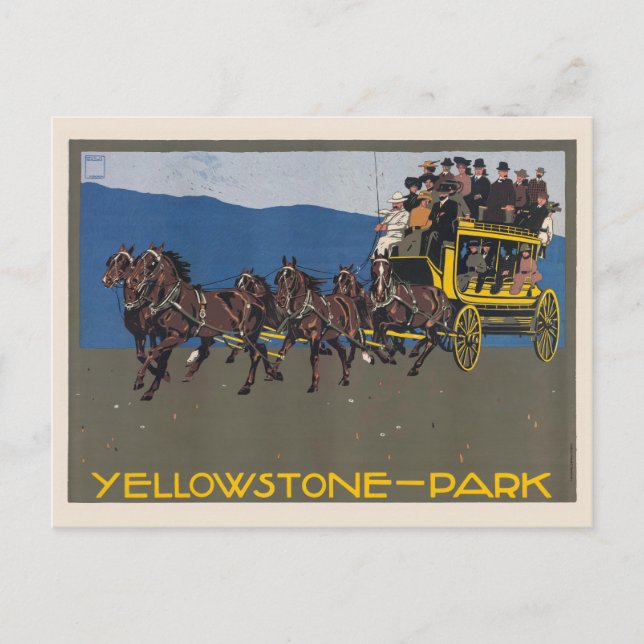 Yellowstone-Park USA Vintage Poster 1910 Postcard (Front)