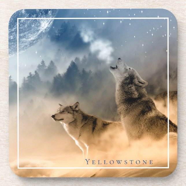 Yellowstone Plastic Coaster-The Wolves  Beverage Coaster (Front)