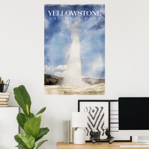 Yellowstone Poster, Old Faithful Geyser Print