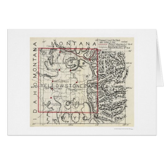 Yellowstone Railroad & Hotel Map 1900 Cards (Front Horizontal)