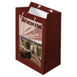 Yellowstone River Bison Vintage Travel Poster Medium Gift Bag