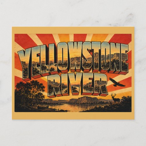 Yellowstone River Montana Free Flowing River Art Postcard