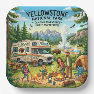 Yellowstone RV Camping Family Adventure Paper Plates