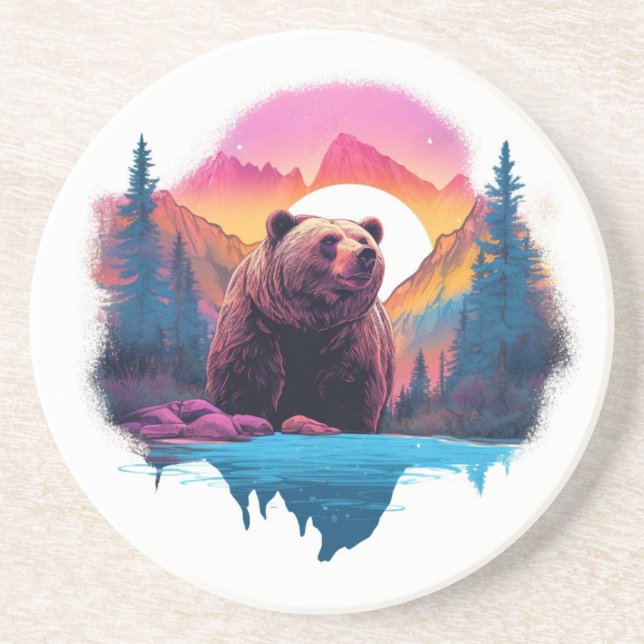 Yellowstone Sandstone Coaster Bear (Front)