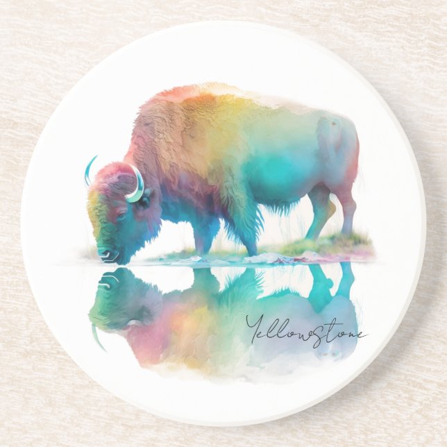 Yellowstone Sandstone Coaster Bison (Front)