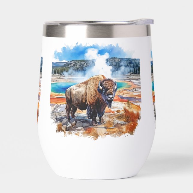Yellowstone Scenery Thermal Wine Tumbler (Left)