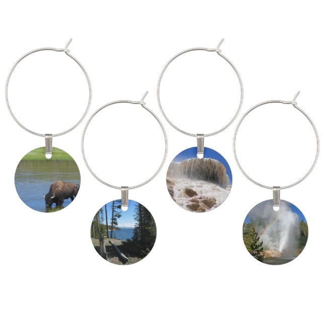 Yellowstone Souvenir Photo Wine Charm Set (Staggered)