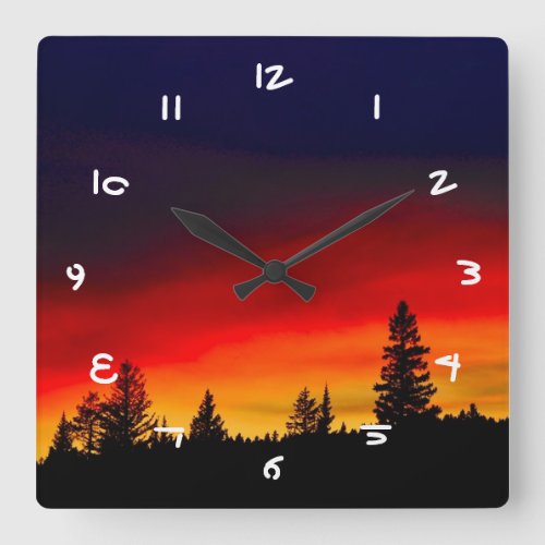 Yellowstone Sunset Square Wall Clock