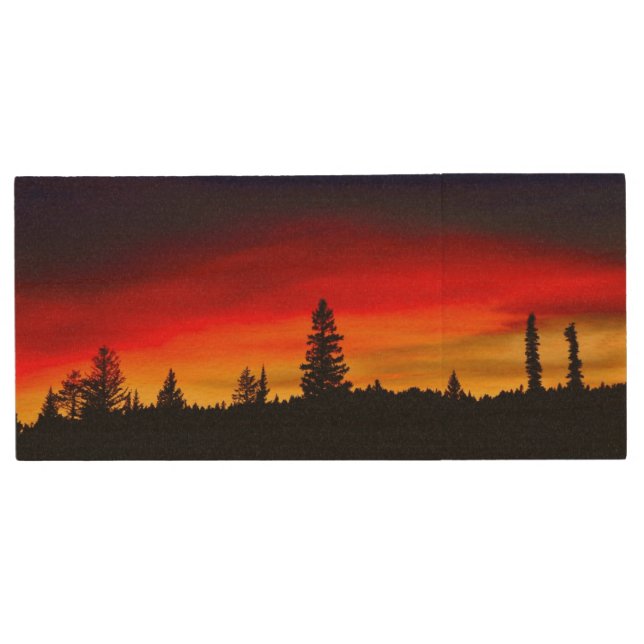 Yellowstone Sunset Wood Flash Drive (Front)