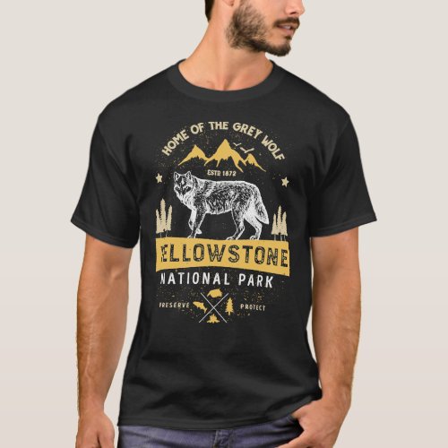 Yellowstone T shirt National Park Grey Wolf _ Vint