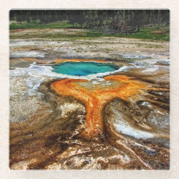 Yellowstone Thermal Pool Glass Coaster by usyellowstone at Zazzle