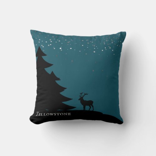 Yellowstone Throw Pillow Elk and Stars