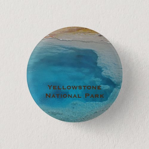 Yellowstone Unique Blue Pool Photo National Park Button