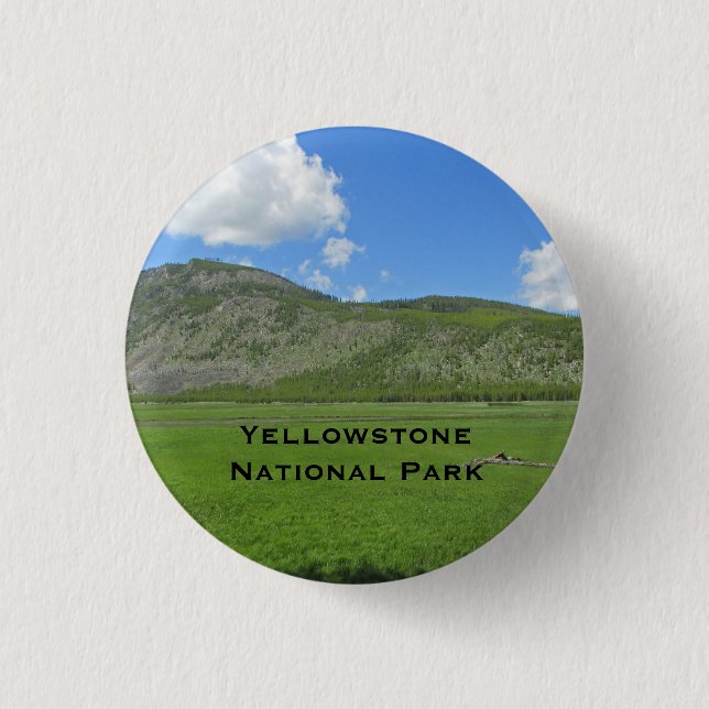 Yellowstone Unique Landscape Photo National Park Button (Front)