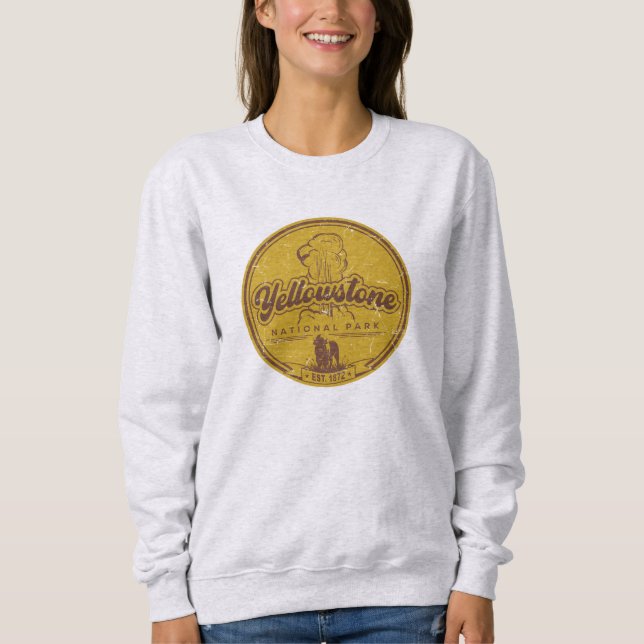 Yellowstone US National Park Bison Buffalo Vintage Sweatshirt (Front)