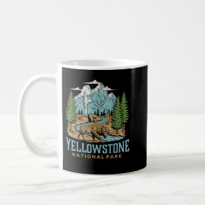 Yellowstone US National Park Wolf Bison Bear Vinta Coffee Mug