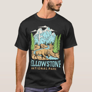 Yellowstone Us National Park Wolf Bison Bear Vinta T-Shirt