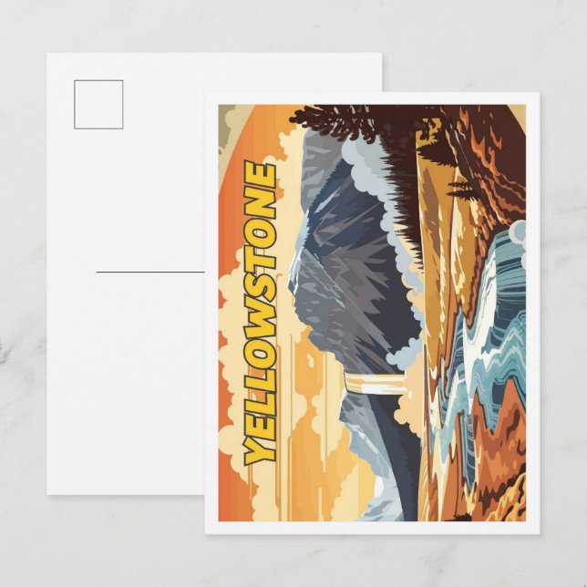 Yellowstone Vintage Art Travel Illustration Postcard (Front/Back)