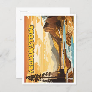 Yellowstone Vintage Art Travel Illustration Postcard