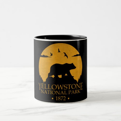 Yellowstone Vintage Retro Bear USA National Park Two_Tone Coffee Mug