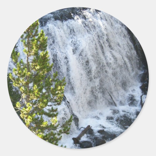 Yellowstone Waterfall Classic Round Sticker (Front)
