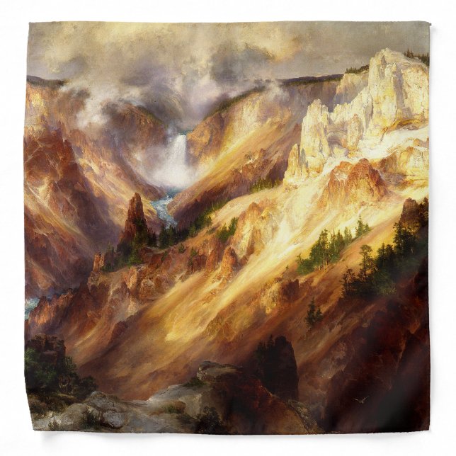 Yellowstone Waterfall Mountains Trees Bandana (Front)